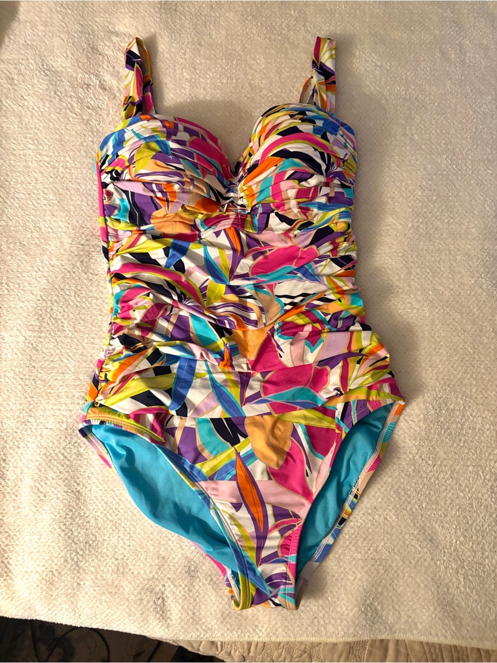 Bleu Rod Beattie Multicolor Ruched One-Piece Swimsuit 10